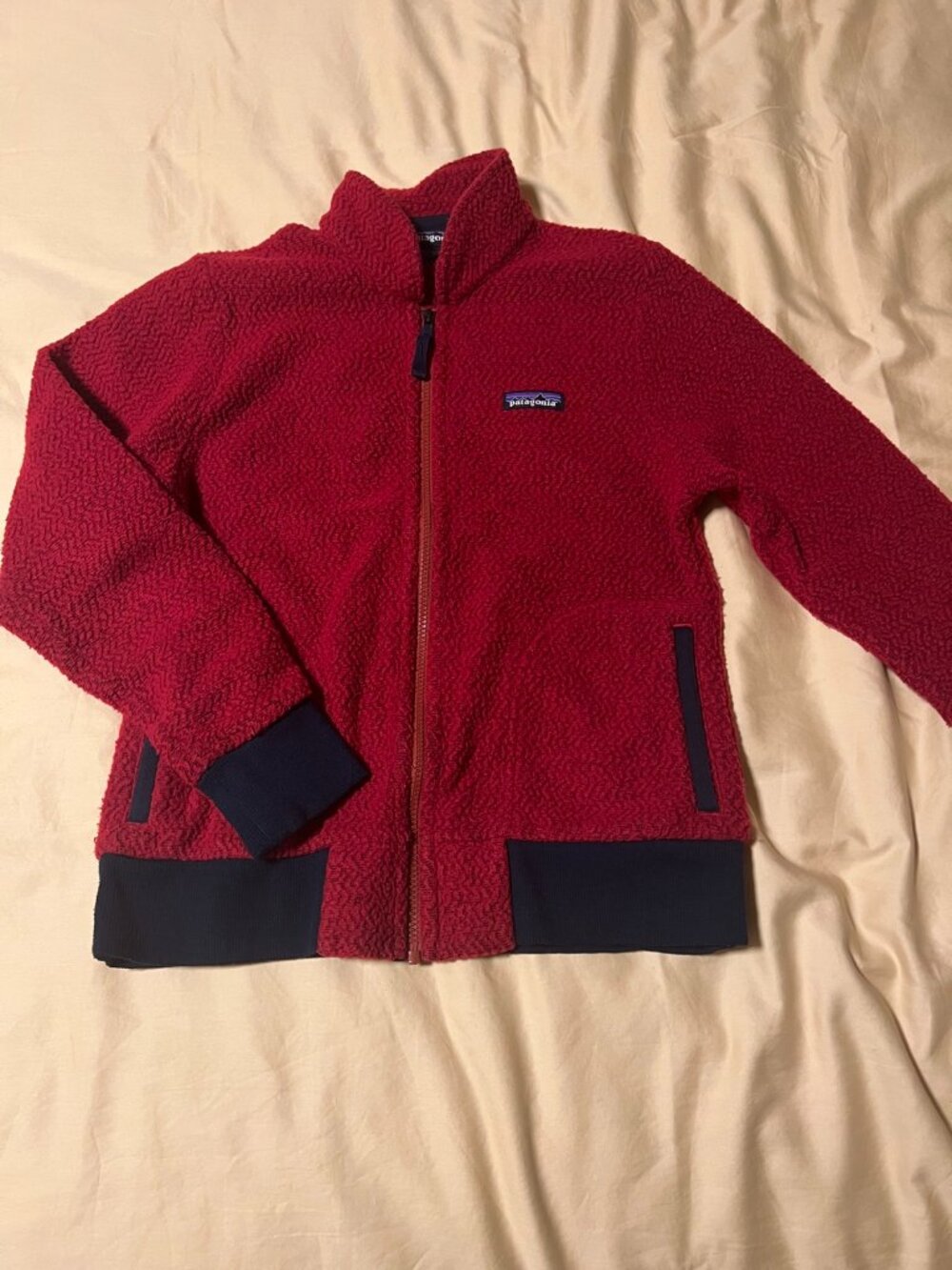 Patagonia Women's Full-Zip Fleece Jacket Red Navy Size S
